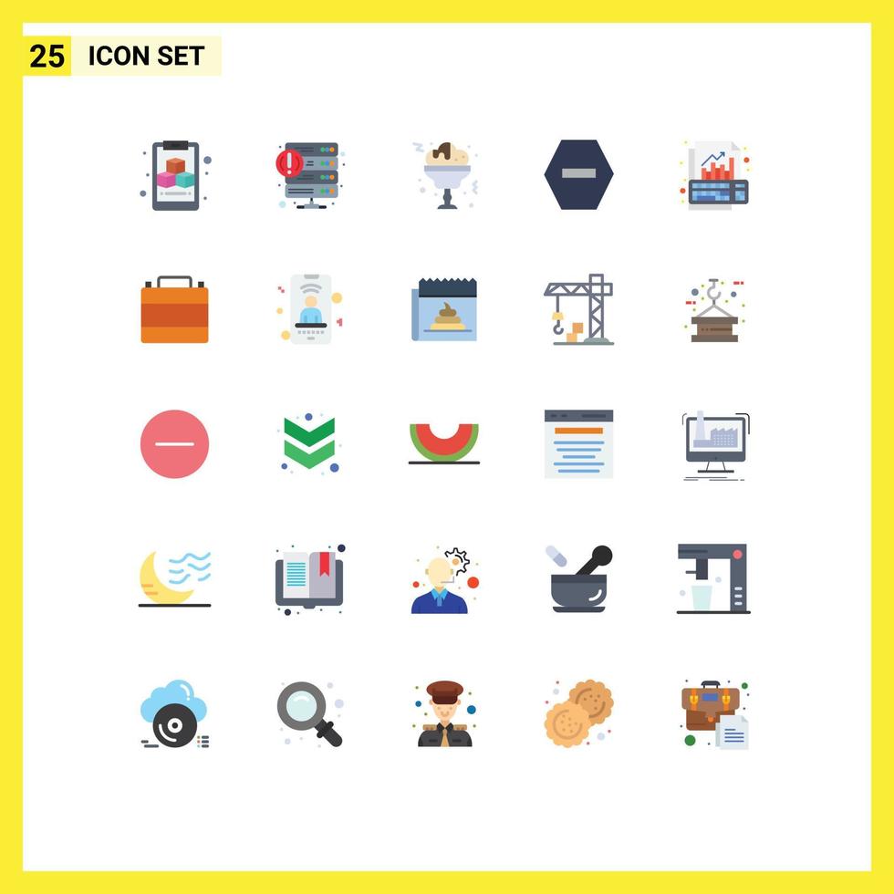 Mobile Interface Flat Color Set of 25 Pictograms of growth data wine analysis denied Editable Vector Design Elements