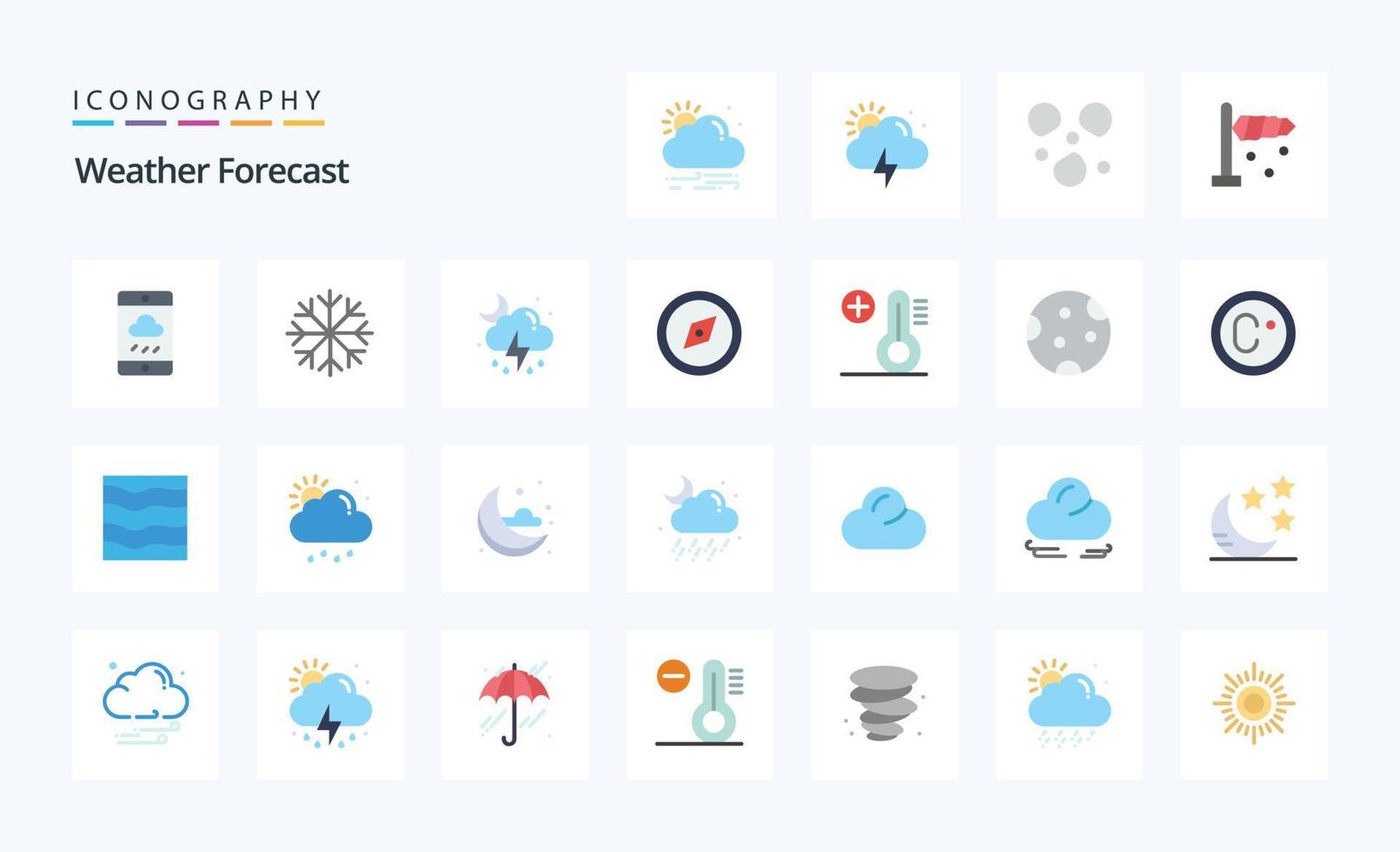 25 Weather Flat color icon pack vector