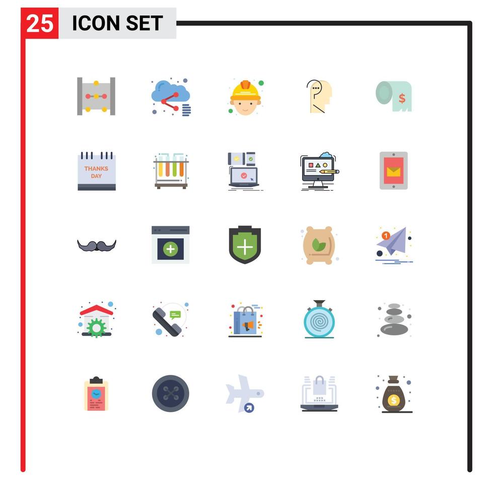 Set of 25 Modern UI Icons Symbols Signs for expenses consumption miner budget confuse mind Editable Vector Design Elements