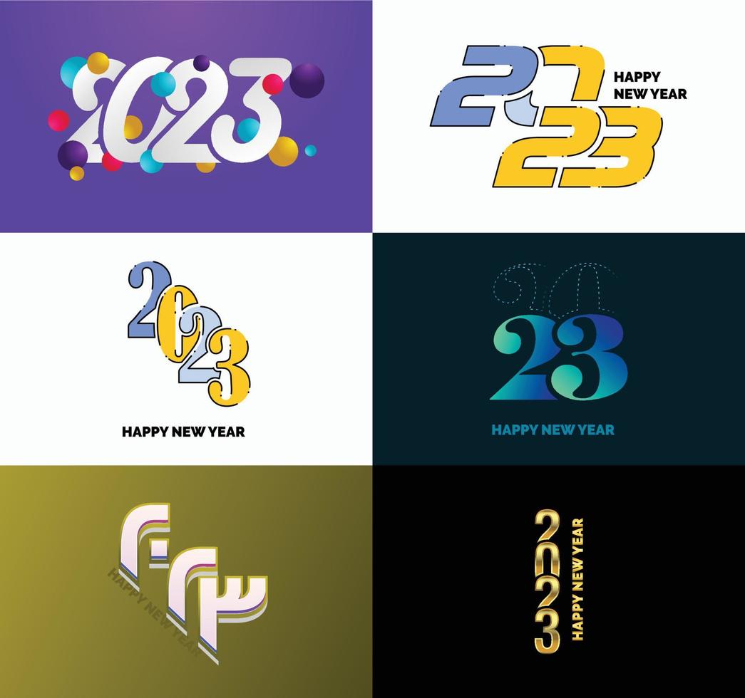 Big Set of 2023 Happy New Year logo text design 2023 number design template vector