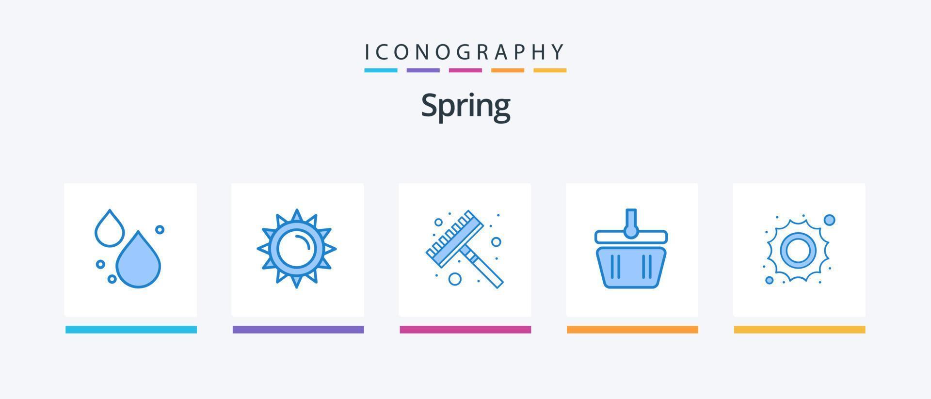 paquete de iconos primavera azul 5 que incluye el día. soleado. herramienta. sol. dar forma diseño de iconos creativos vector