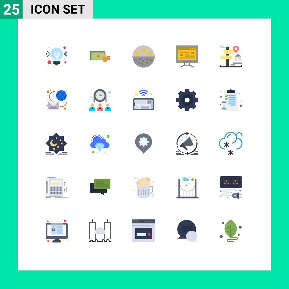 Pictogram Set of 25 Simple Flat Colors of education online business computer skincare Editable Vector Design Elements