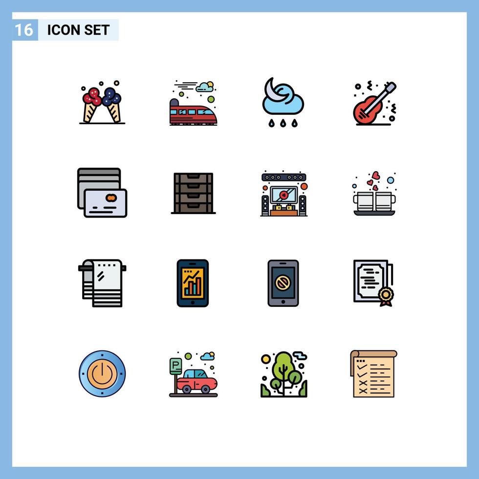 16 Creative Icons Modern Signs and Symbols of money musical moon music folk Editable Creative Vector Design Elements