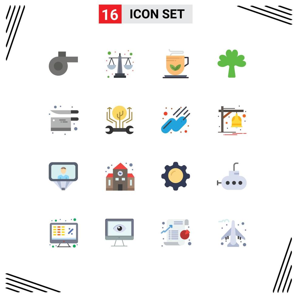 conjunto de 16 iconos de interfaz de usuario modernos signos de símbolos para utensilios de cocina planta de té irlanda paquete editable de elementos de diseño de vectores creativos