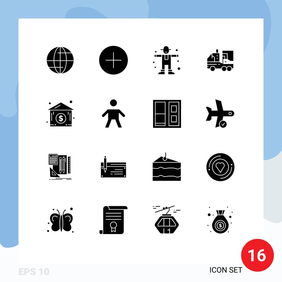 16 Universal Solid Glyphs Set for Web and Mobile Applications house life farming leaf biology Editable Vector Design Elements