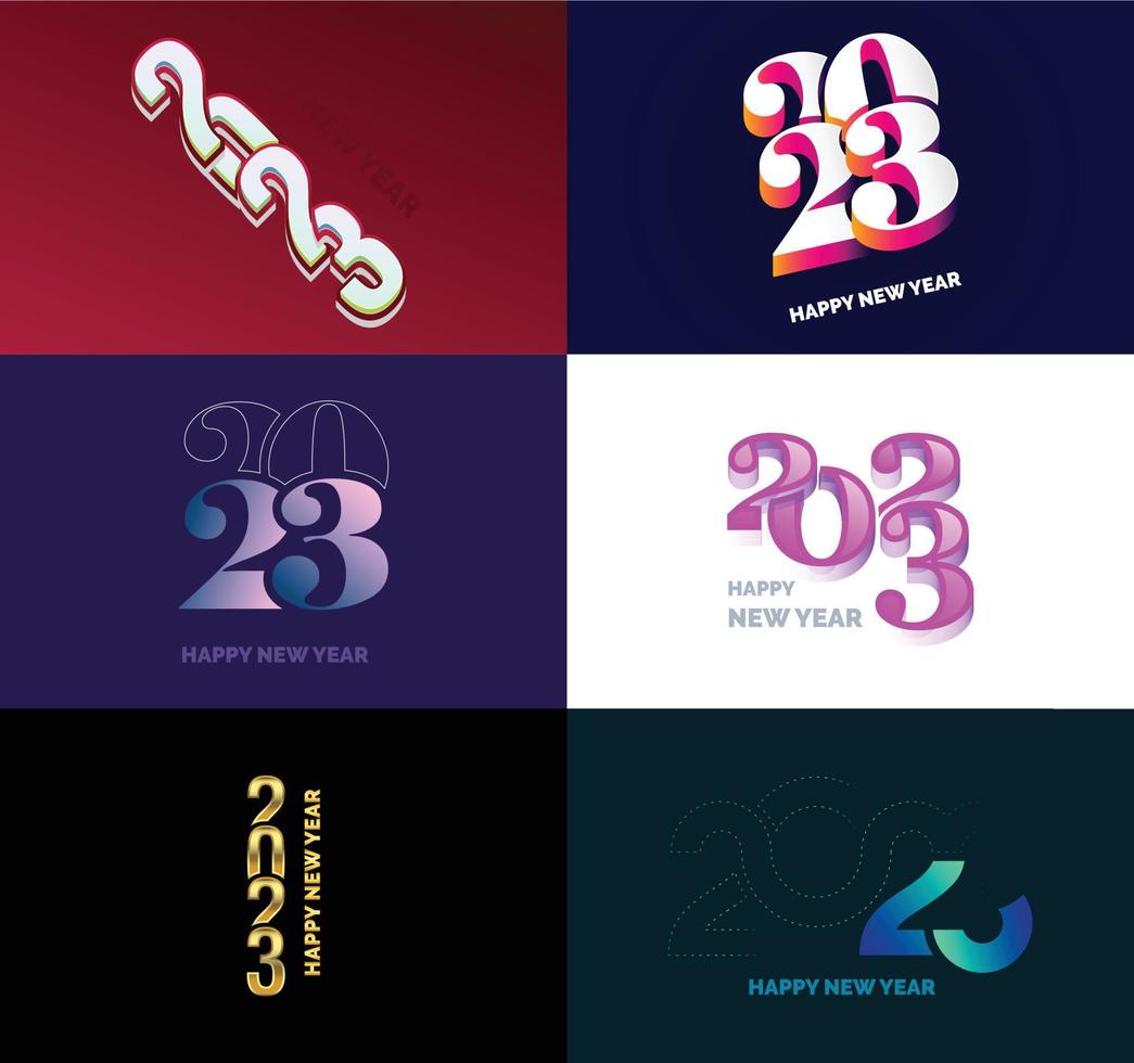 gran conjunto de 2023 feliz año nuevo diseño de texto de logotipo plantilla de diseño de número 2023 vector