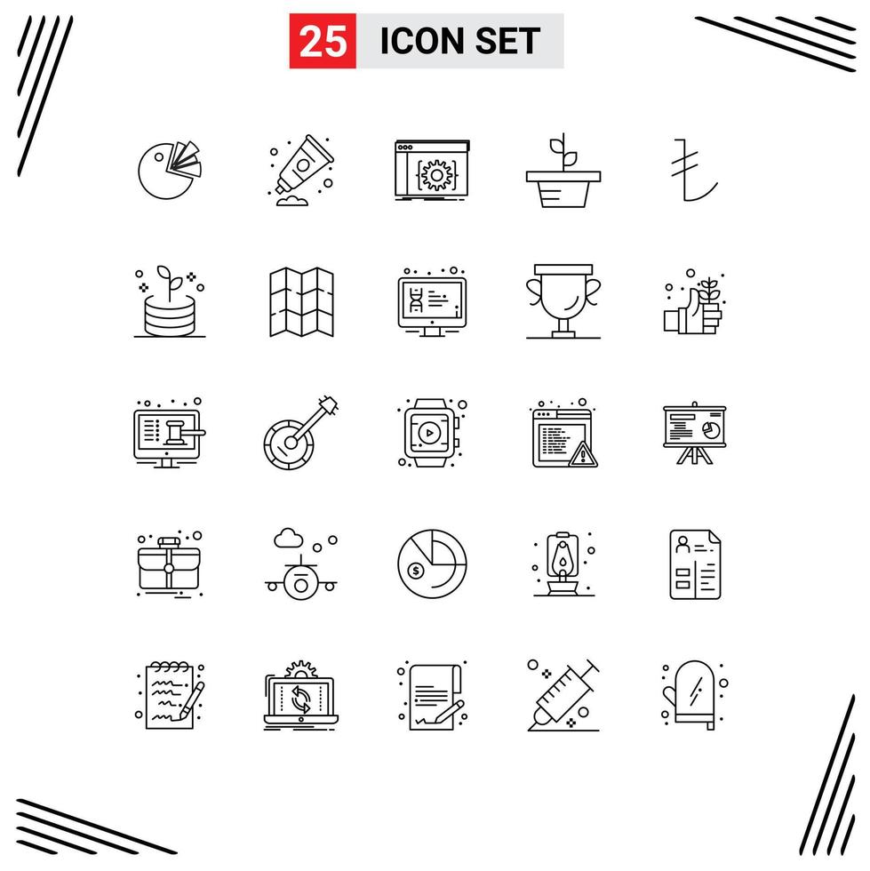 25 Universal Line Signs Symbols of turkish nature api leaves software Editable Vector Design Elements