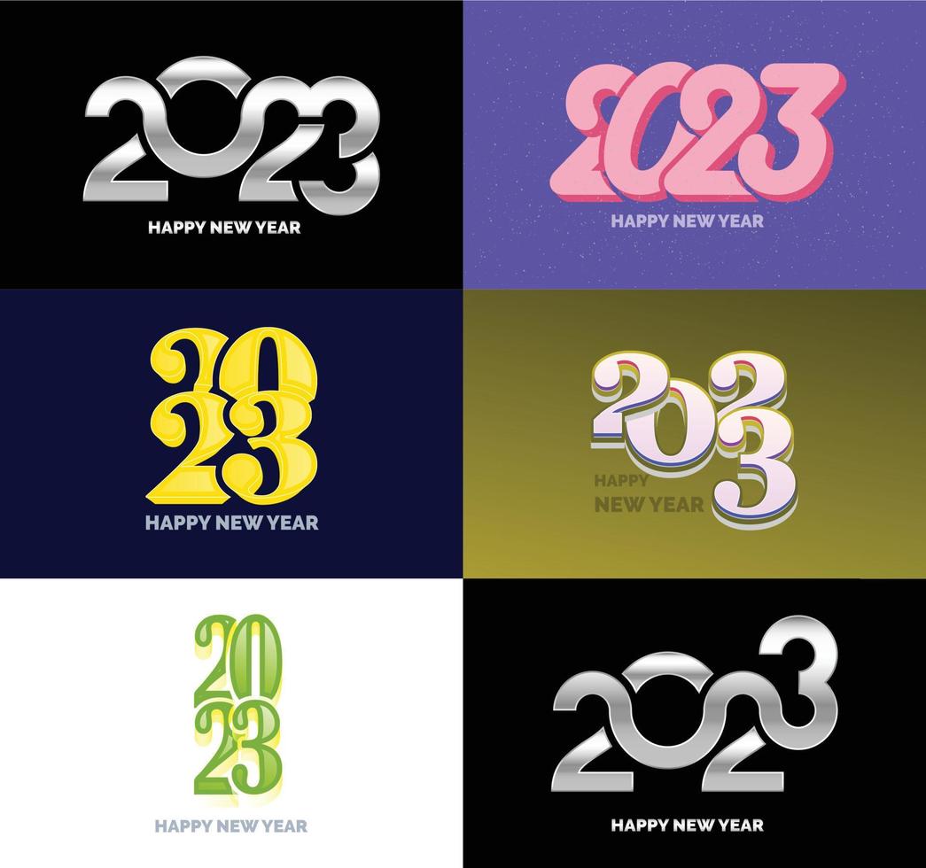 Big Collection of 2023 Happy New Year symbols Cover of business diary for 2023 with wishes vector