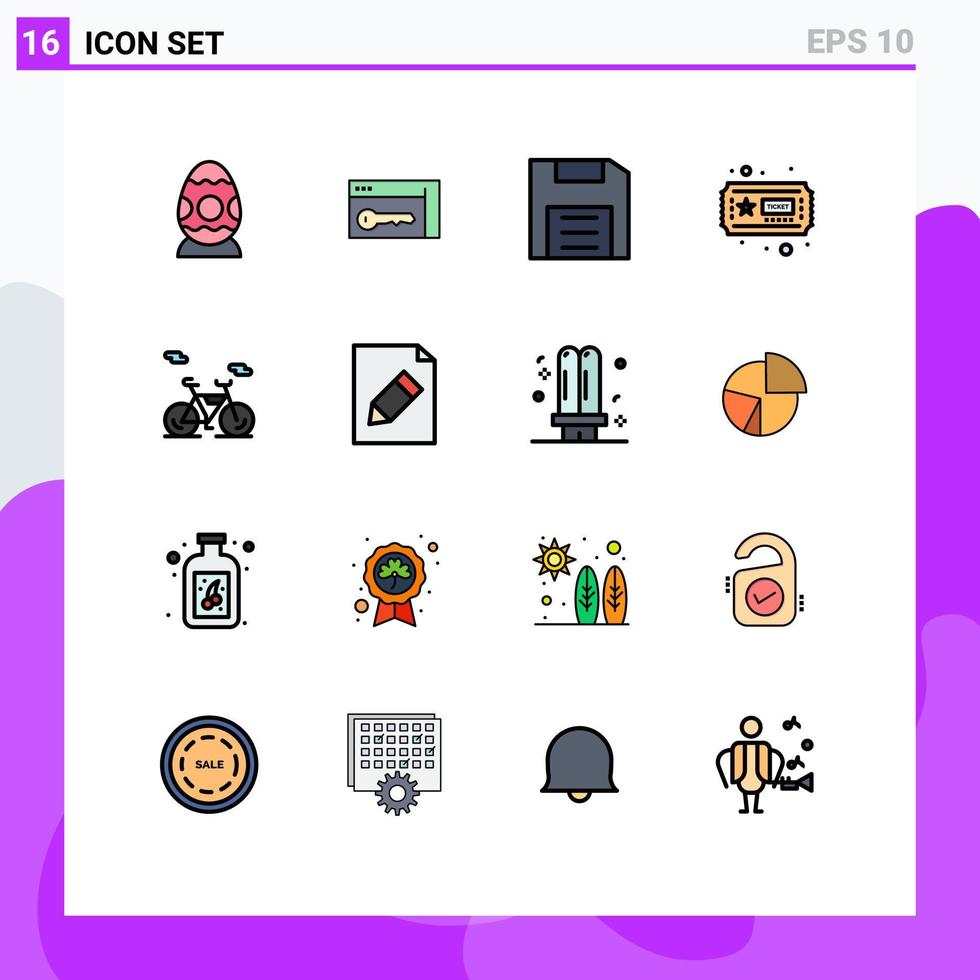 16 Universal Flat Color Filled Lines Set for Web and Mobile Applications transport hobby computers hobbies gadget Editable Creative Vector Design Elements