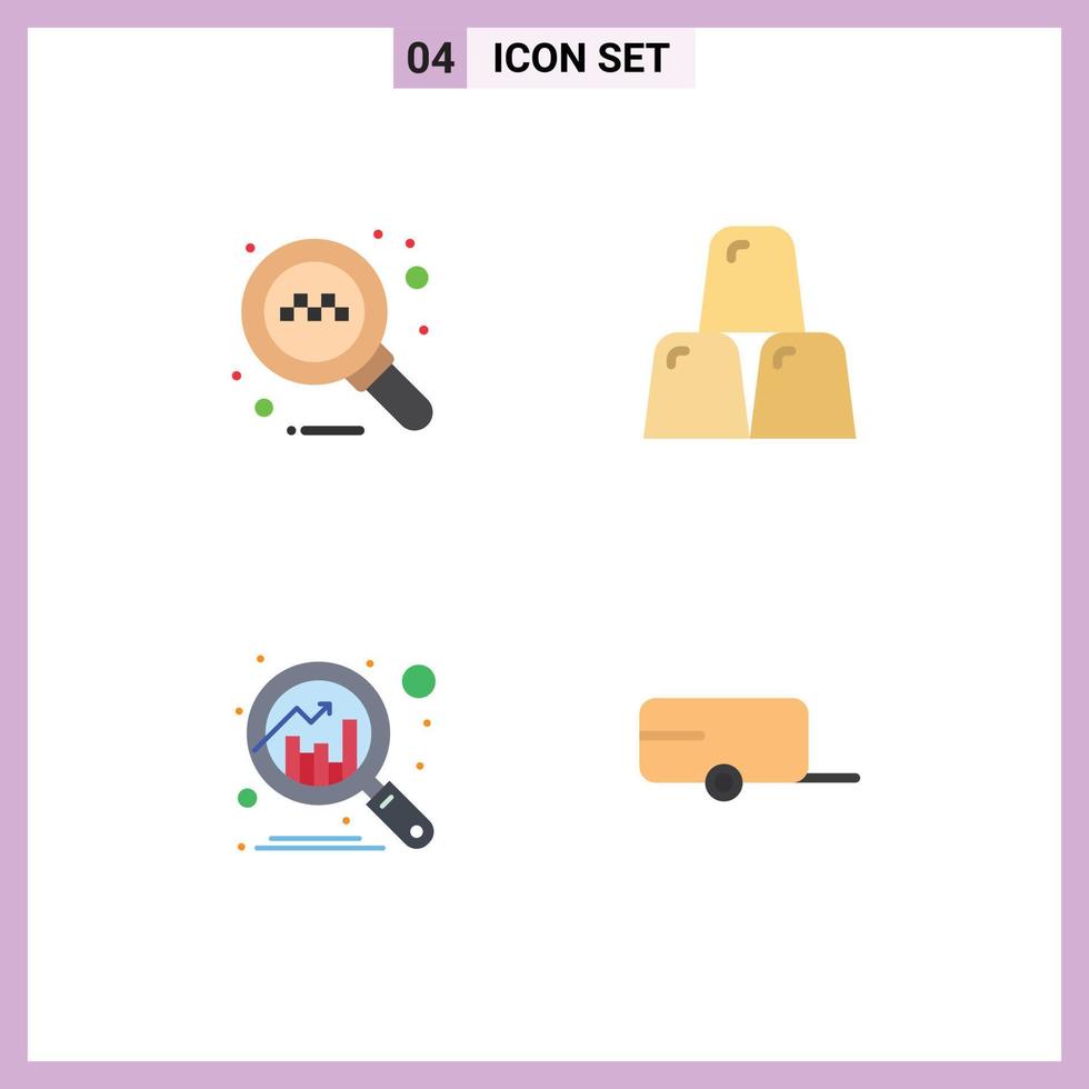 4 Universal Flat Icon Signs Symbols of online discover bars gold trailer Editable Vector Design Elements