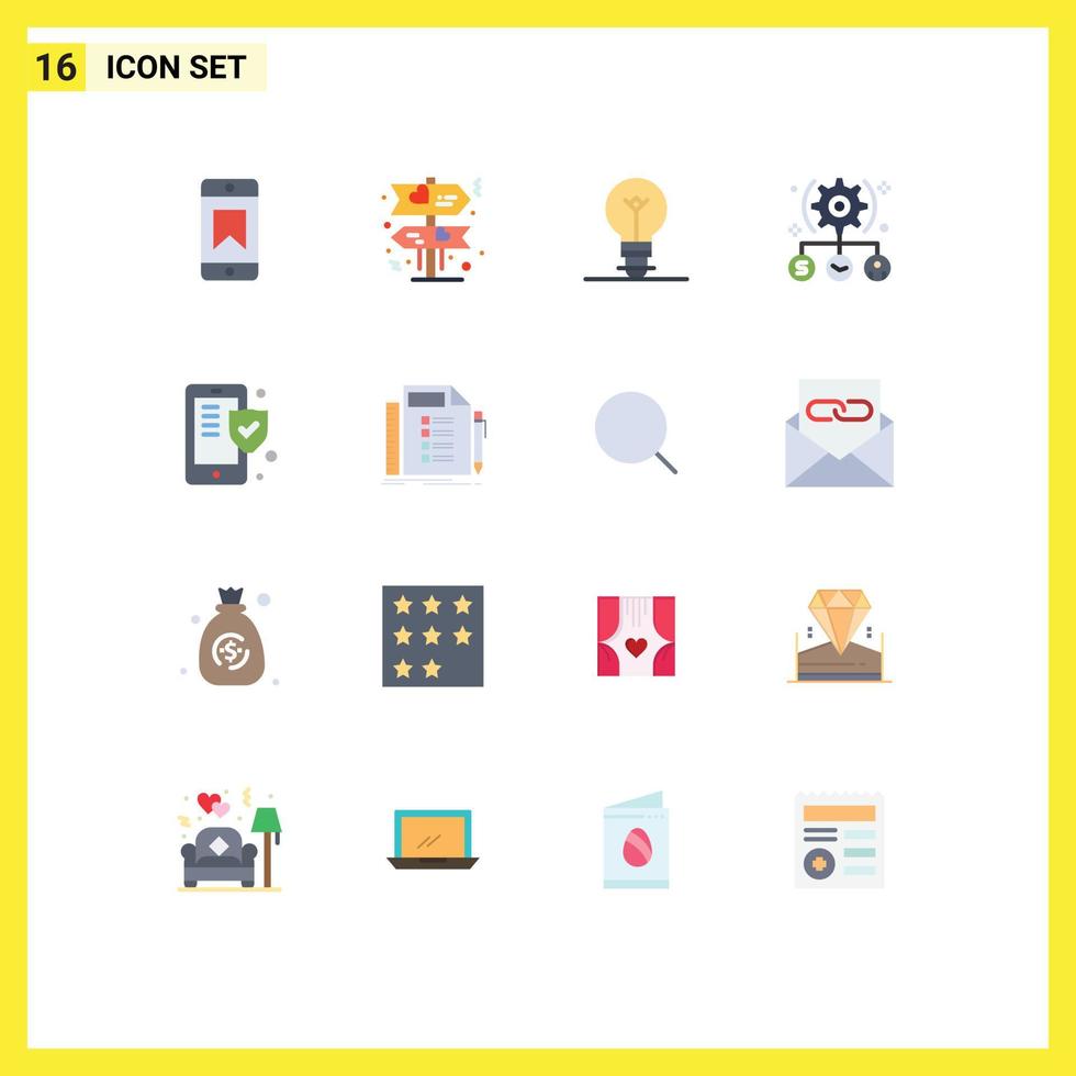 Stock Vector Icon Pack of 16 Line Signs and Symbols for shield insurance light phone setting Editable Pack of Creative Vector Design Elements