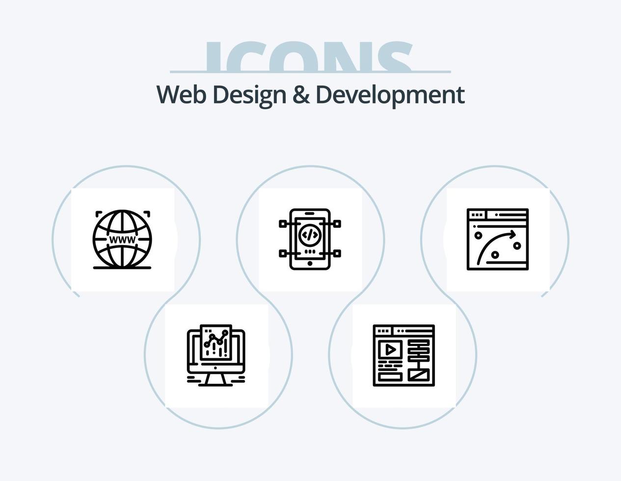 Web Design And Development Line Icon Pack 5 Icon Design. web advert. billboard. vibrate. advert. webpage vector