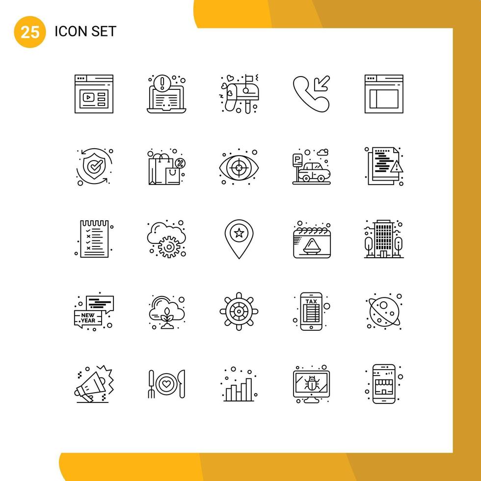 Set of 25 Vector Lines on Grid for web page box incoming answer Editable Vector Design Elements