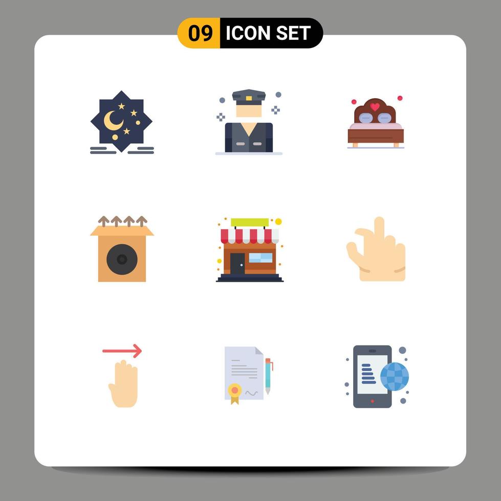 9 Flat Color concept for Websites Mobile and Apps shop product security install wedding Editable Vector Design Elements