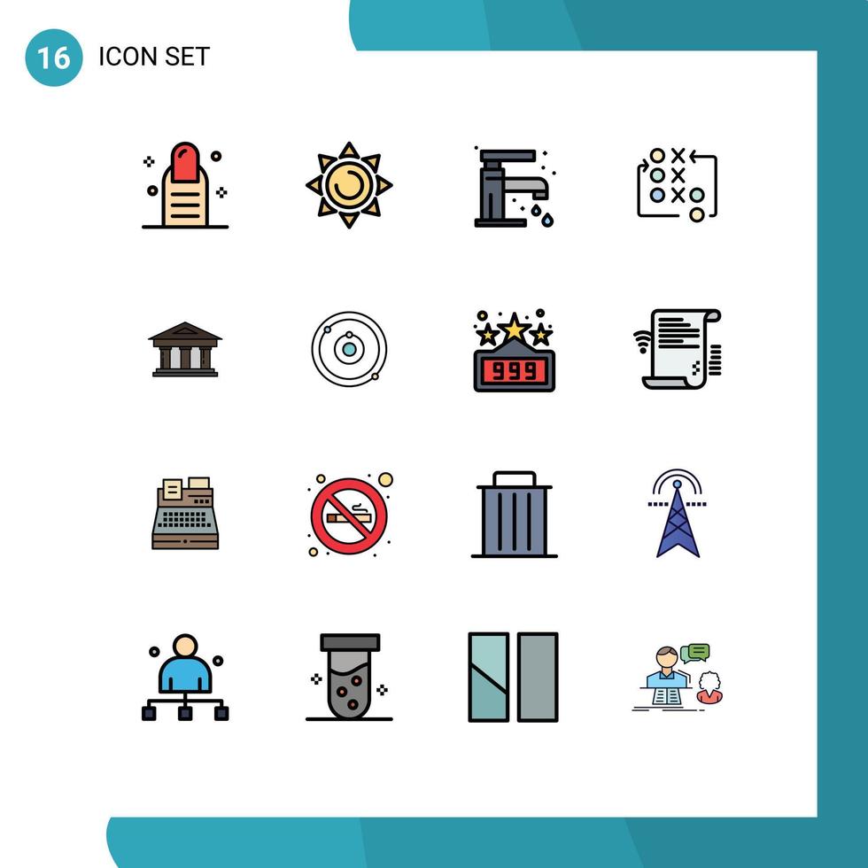 16 User Interface Flat Color Filled Line Pack of modern Signs and Symbols of finance bank sink tactical strategy Editable Creative Vector Design Elements