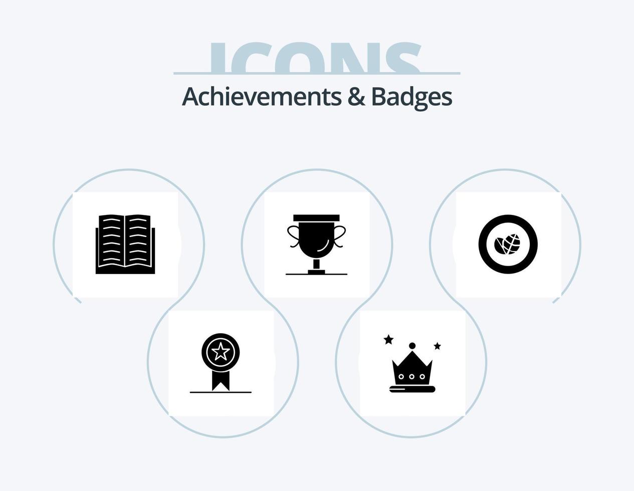 logros e insignias glyph icon pack 5 diseño de iconos. ecológico trofeo. logro. premio. logros vector