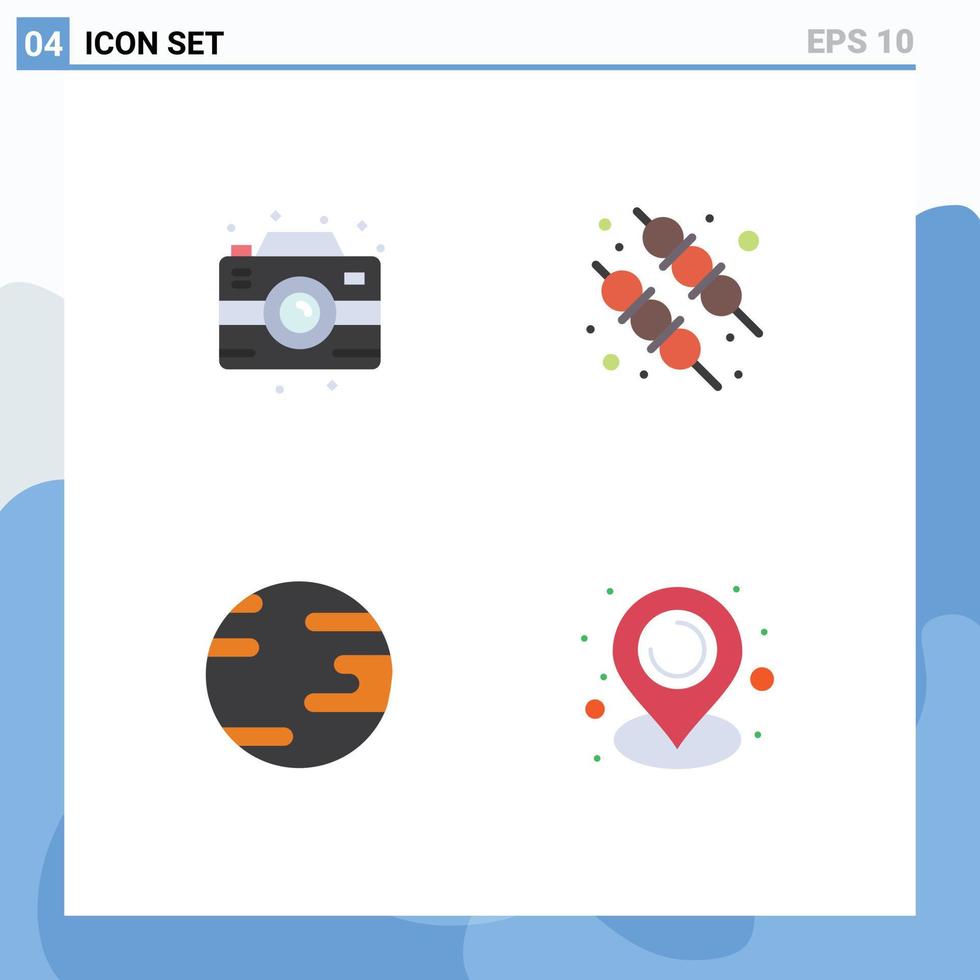 Universal Icon Symbols Group of 4 Modern Flat Icons of birthday world photo food map Editable Vector Design Elements