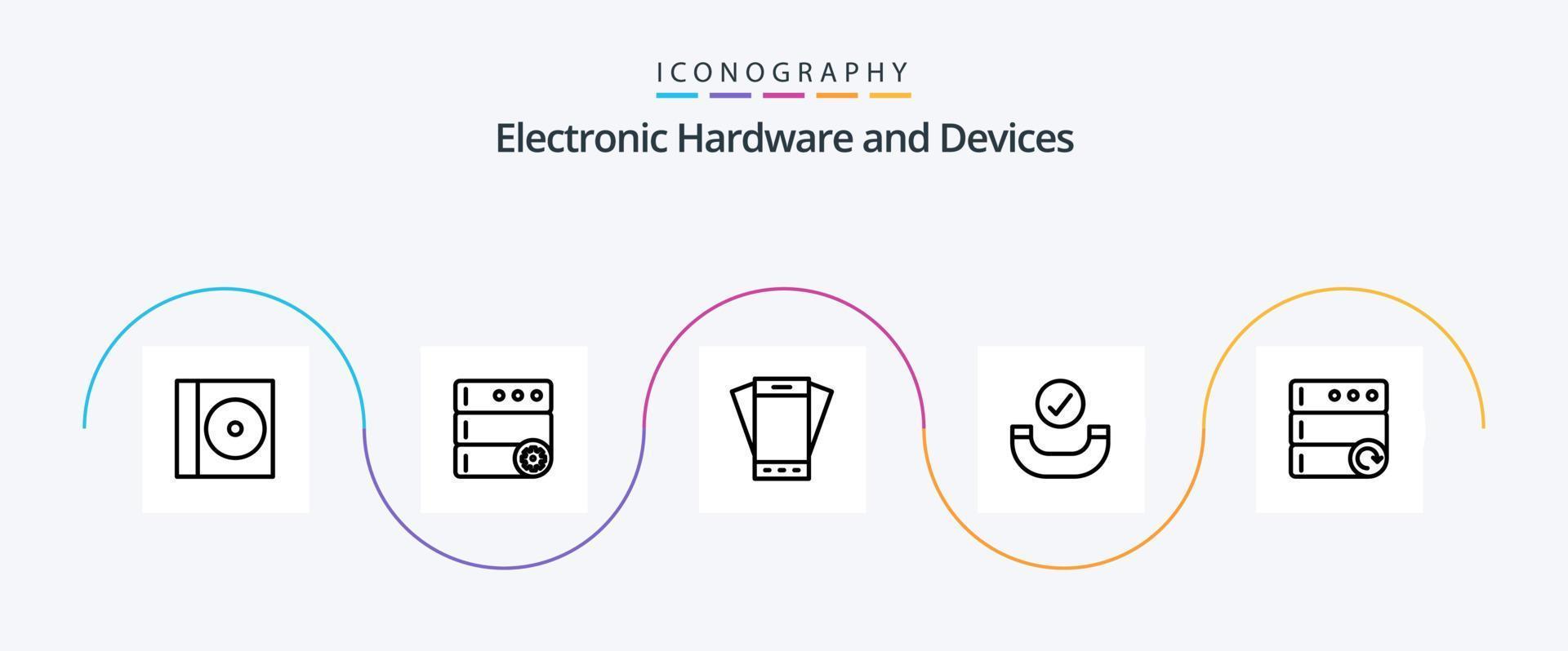 Devices Line 5 Icon Pack Including . reload. phone. database. checked vector