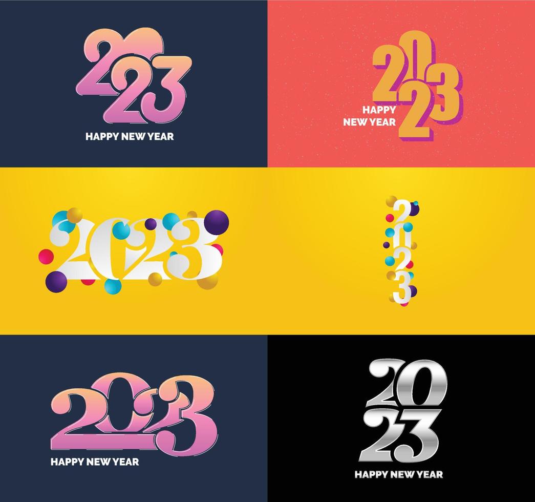 Big Collection of 2023 Happy New Year symbols Cover of business diary for 2023 with wishes vector