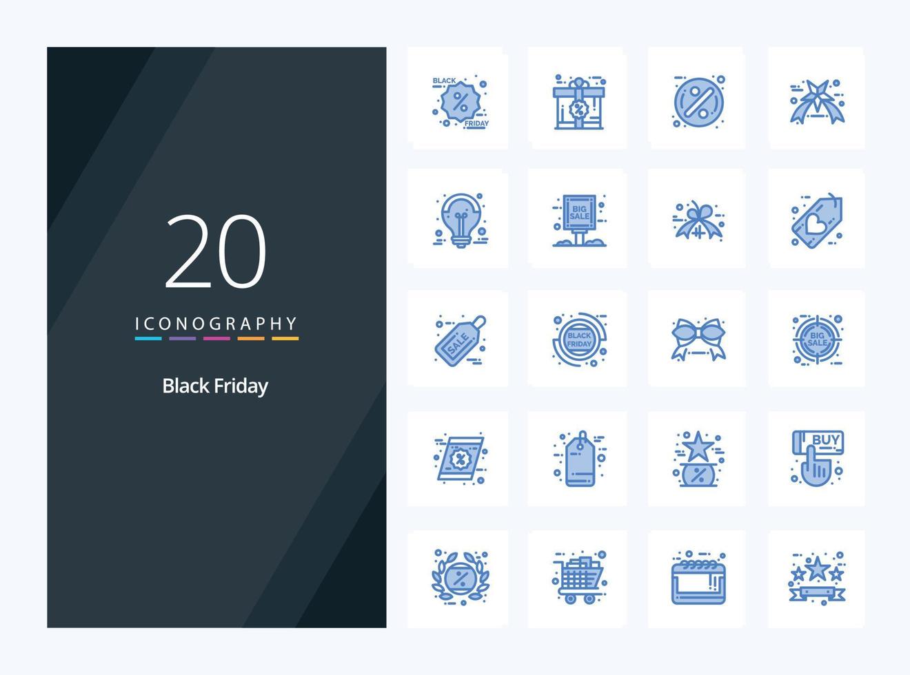 20 Black Friday Blue Color icon for presentation vector