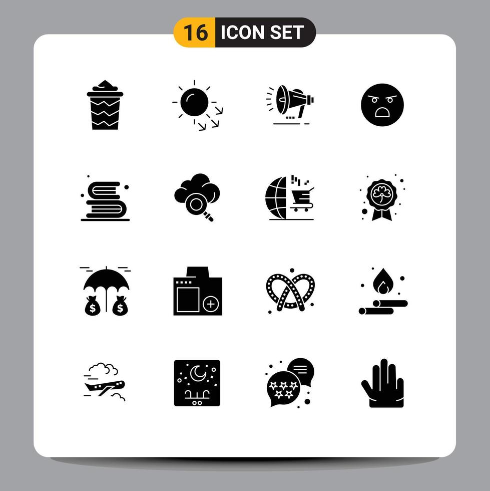 16 iconos creativos signos y símbolos modernos de libros sintiendo altavoz emoji débil elementos de diseño vectorial editables vector