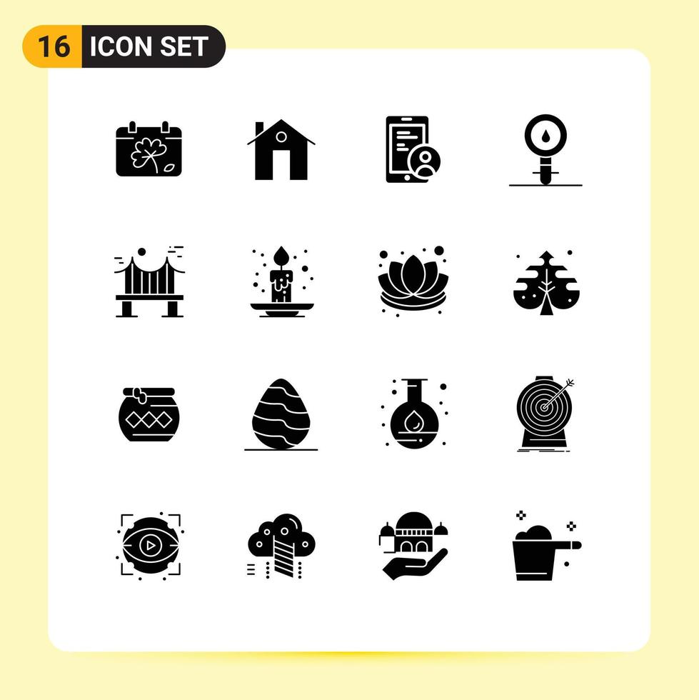 Modern Set of 16 Solid Glyphs and symbols such as laboratory cell construction biology user Editable Vector Design Elements