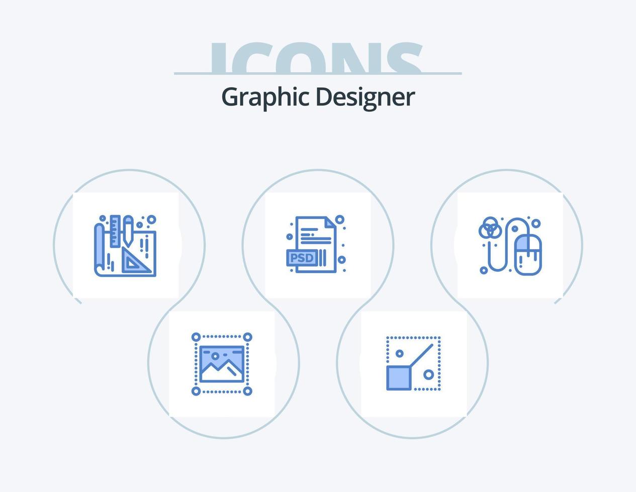 Graphic Designer Blue Icon Pack 5 Icon Design. grid. designing. creative. design. extension vector