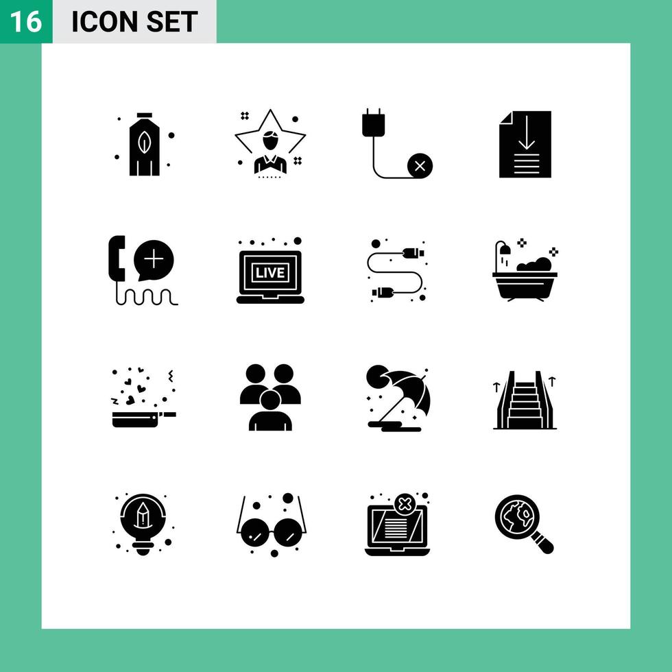 Set of 16 Modern UI Icons Symbols Signs for customer page computers office hardware Editable Vector Design Elements