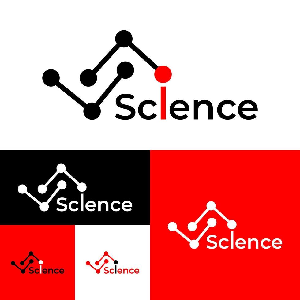 logotipo de la ciencia. ilustración vectorial. color negro, rojo y blanco. vector