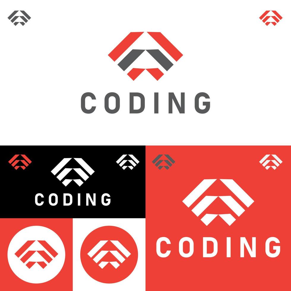 Coder Company Logo.Minimalistic Digital code logo. Programmer icon vector illustration. Software code programmer logo