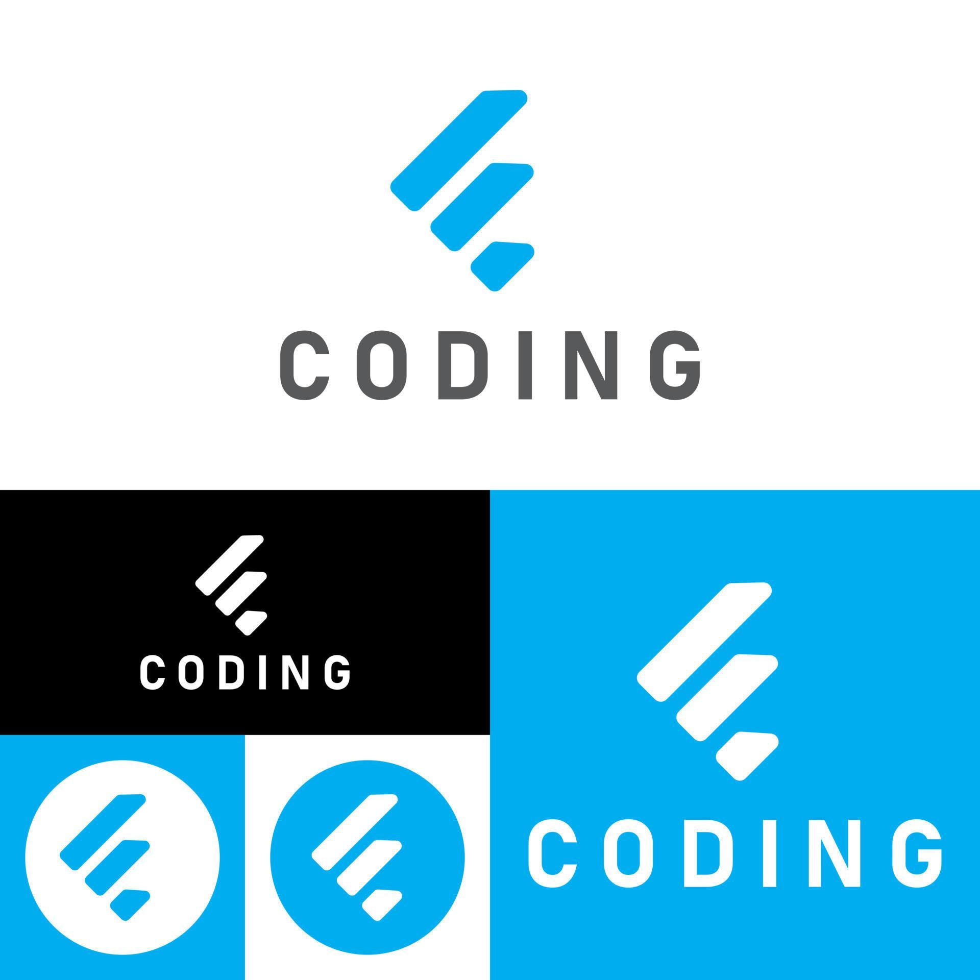 Coder Company Logo.Minimalistic Digital code logo. Programmer icon ...