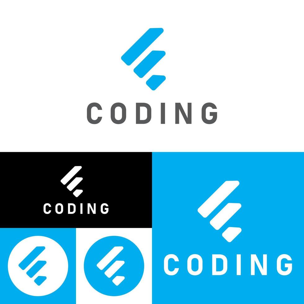 Coder Company Logo.Minimalistic Digital code logo. Programmer icon vector illustration. Software code programmer logo