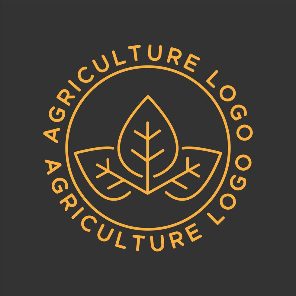 Vintage Agriculture Logo. Golden color.Retro Style luxury  logo.Circle shape. vector