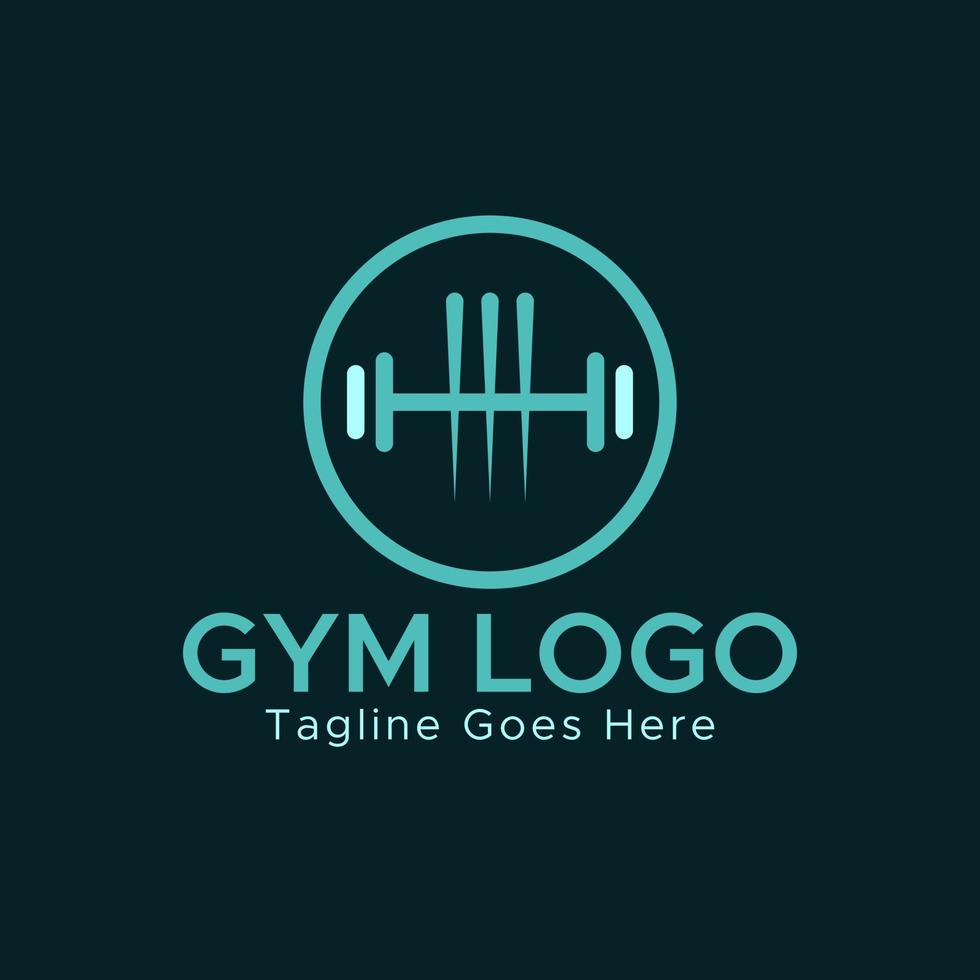 Gym Fitness Logo.Blue Cyan color. Circle Shape. Abstract Logo template