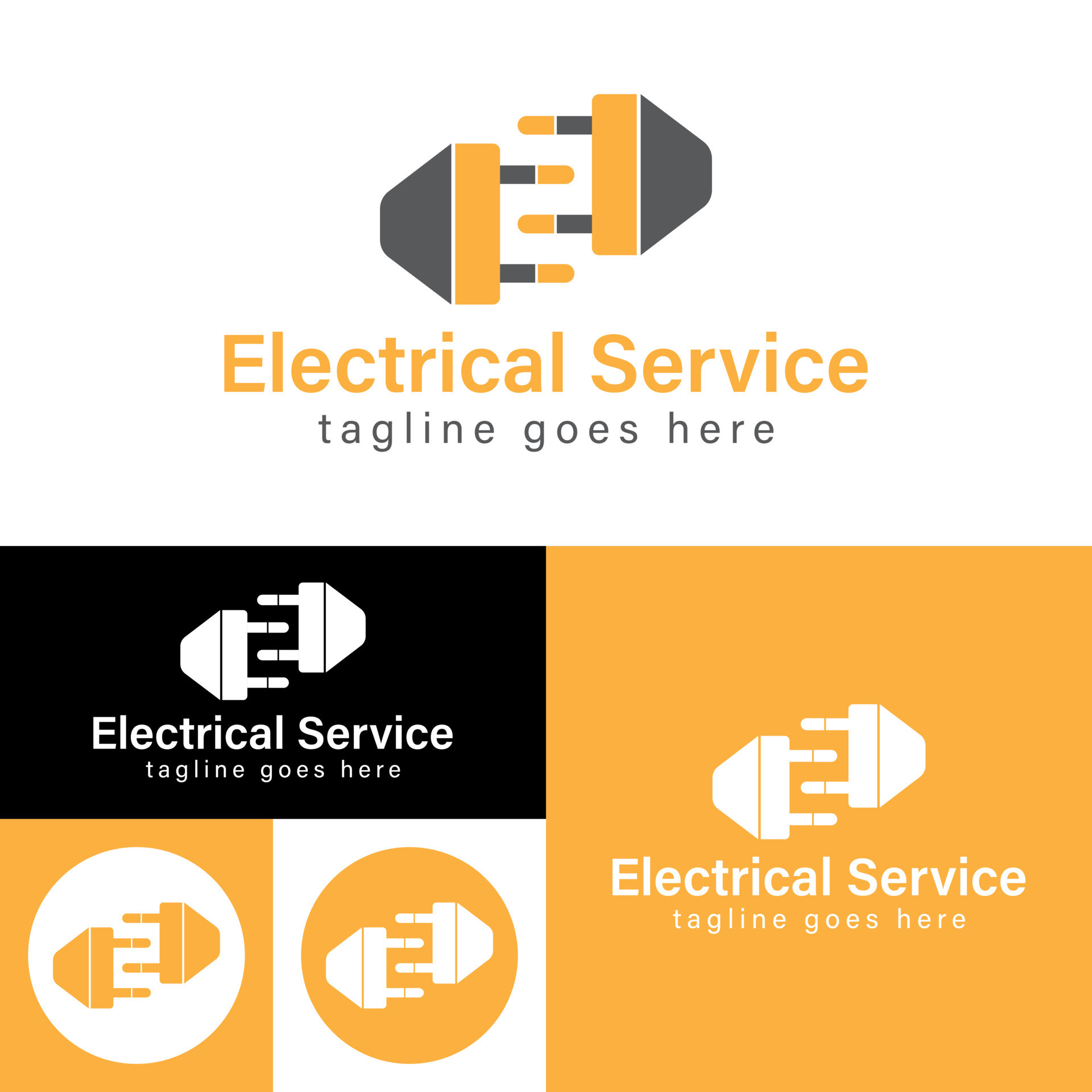 Minimal Electrical service logo.Modern Electric double Plug Logo.Orange