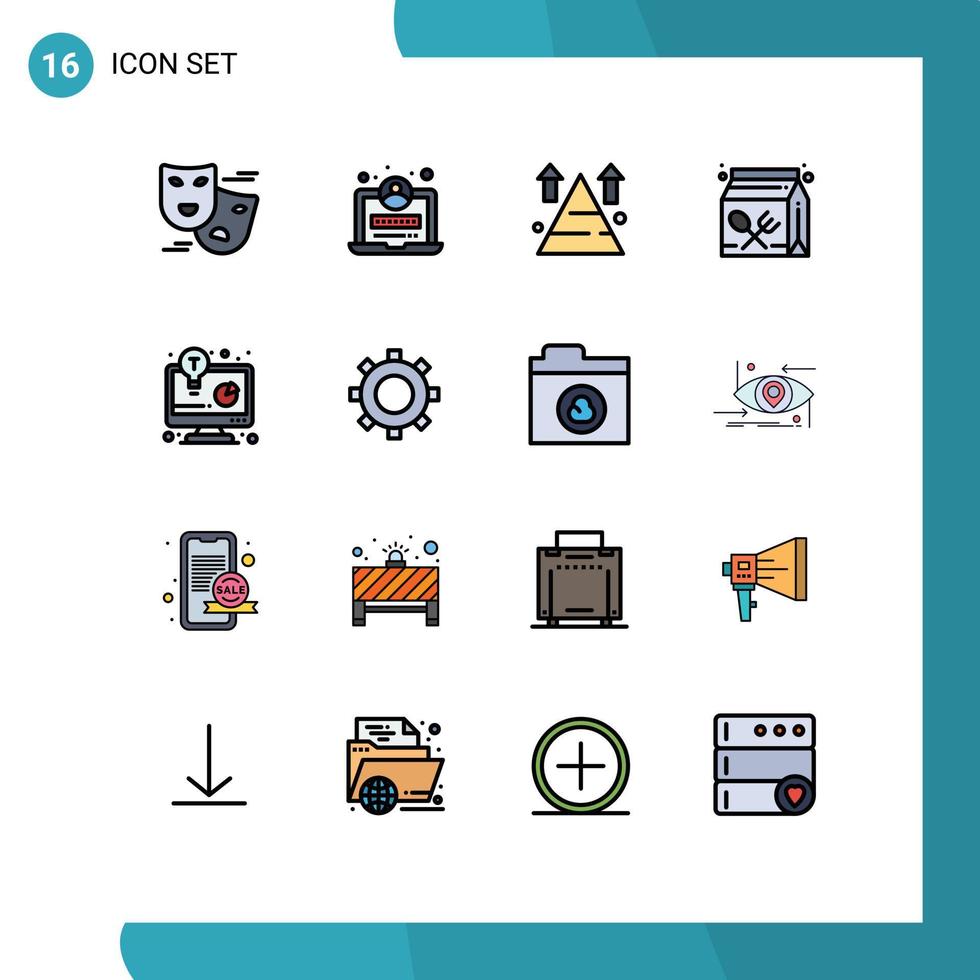 Set of 16 Modern UI Icons Symbols Signs for business development learning land education carton Editable Creative Vector Design Elements