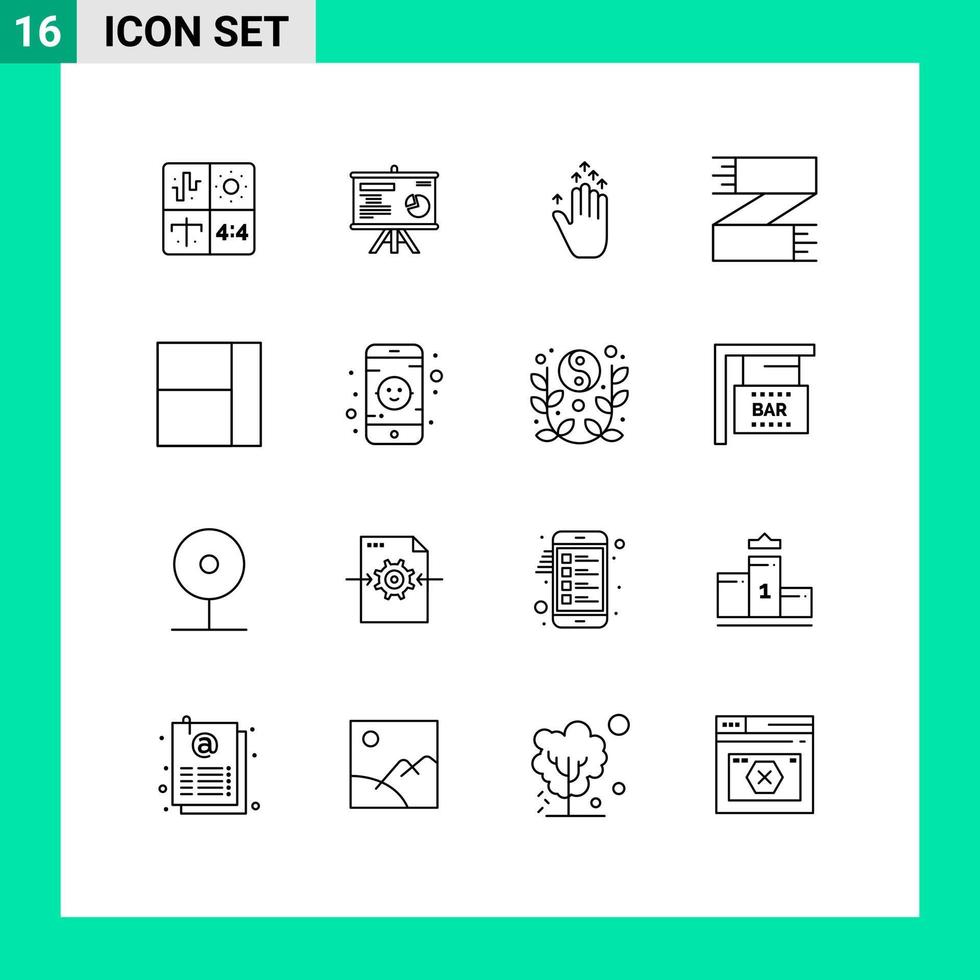 Group of 16 Outlines Signs and Symbols for grid footwear graph clothes shop accessories Editable Vector Design Elements