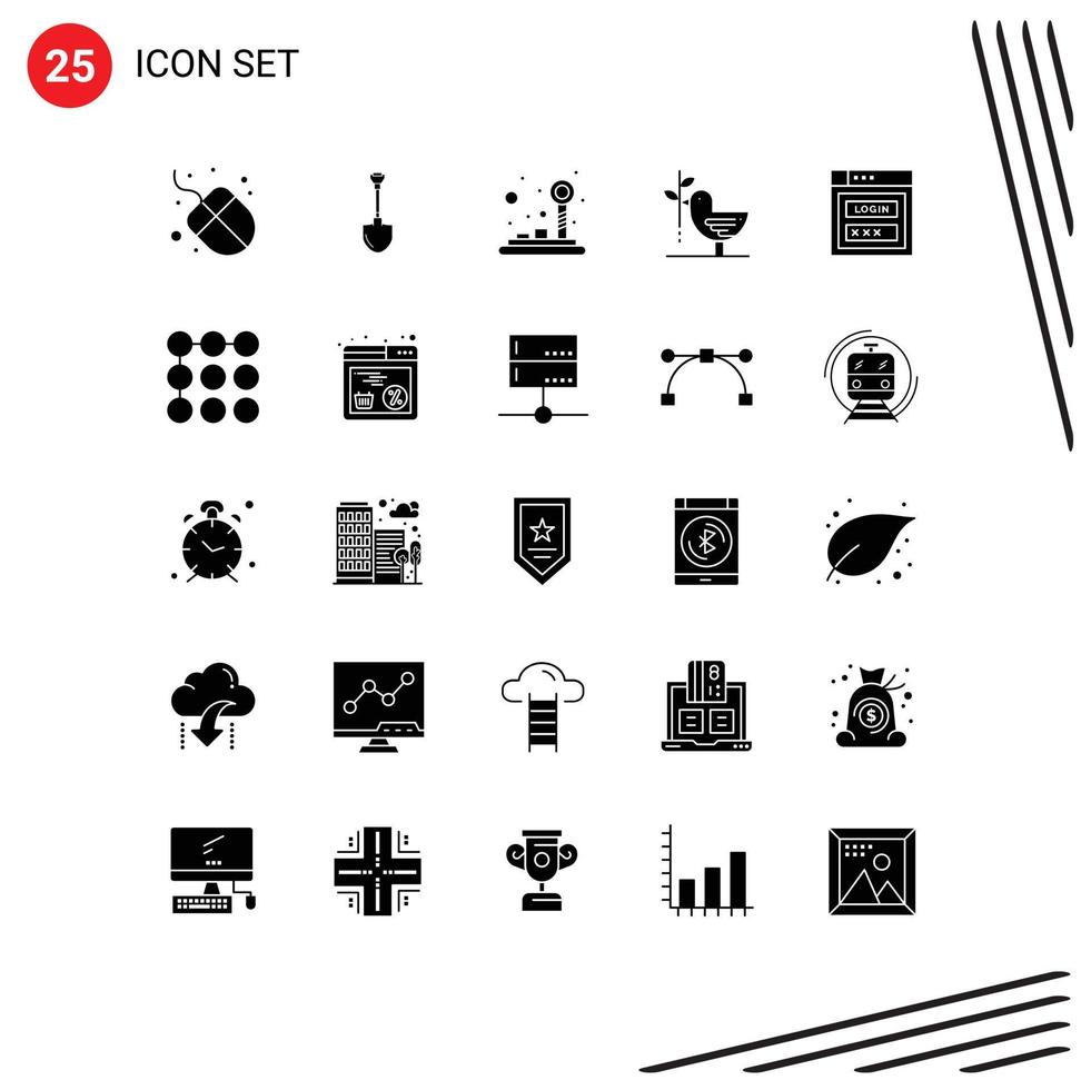 Mobile Interface Solid Glyph Set of 25 Pictograms of internet harmony control friendship agreement Editable Vector Design Elements