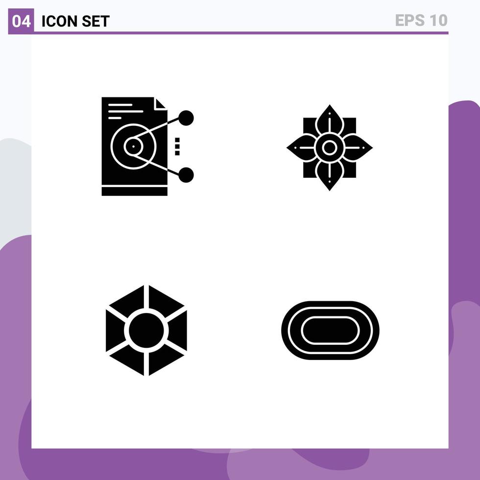 Universal Icon Symbols Group of 4 Modern Solid Glyphs of file expanse work decoration crypto Editable Vector Design Elements