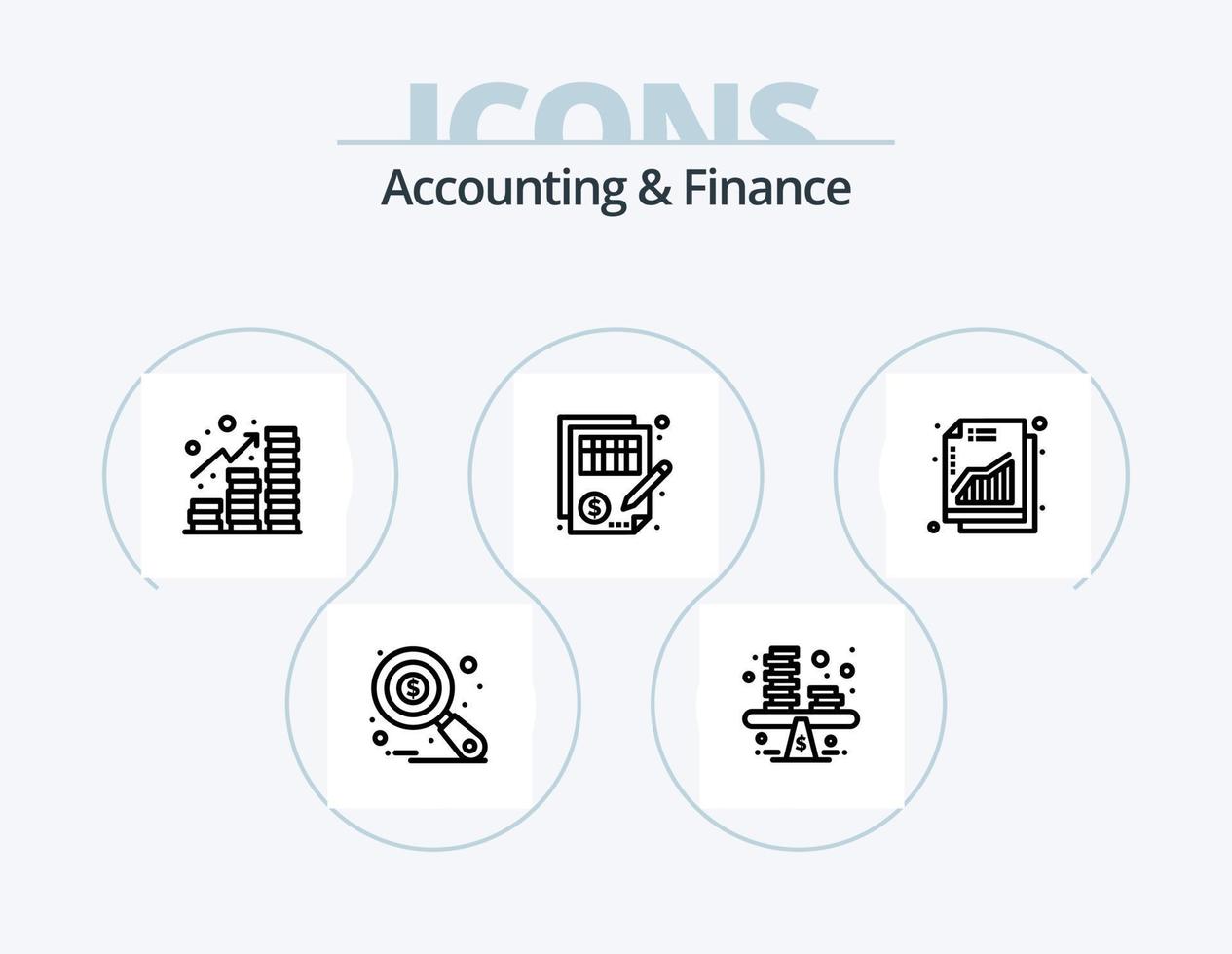 Accounting And Finance Line Icon Pack 5 Icon Design. increase. profit. online banking. money. balance vector