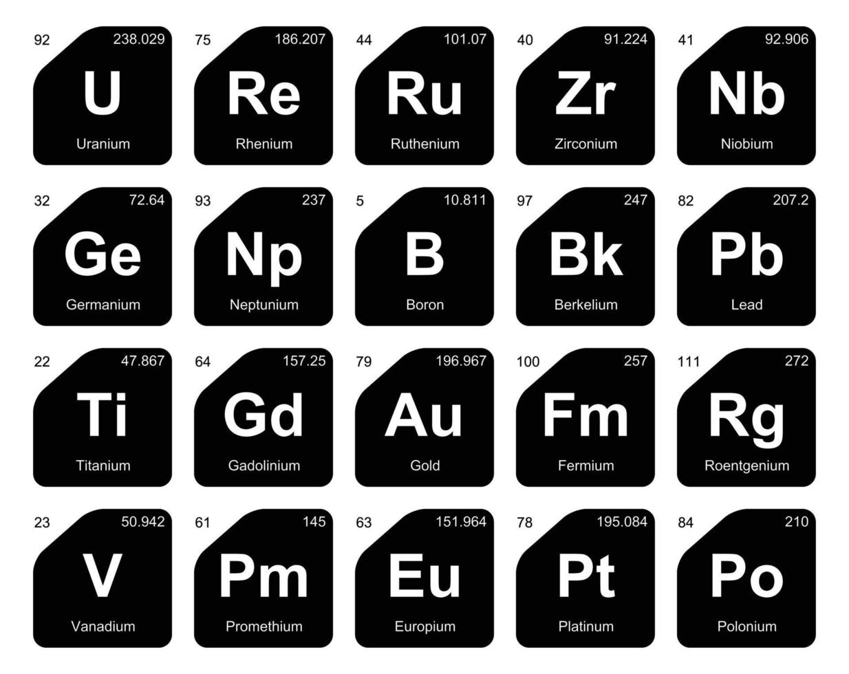 20 Preiodic table of the elements Icon Pack Design vector