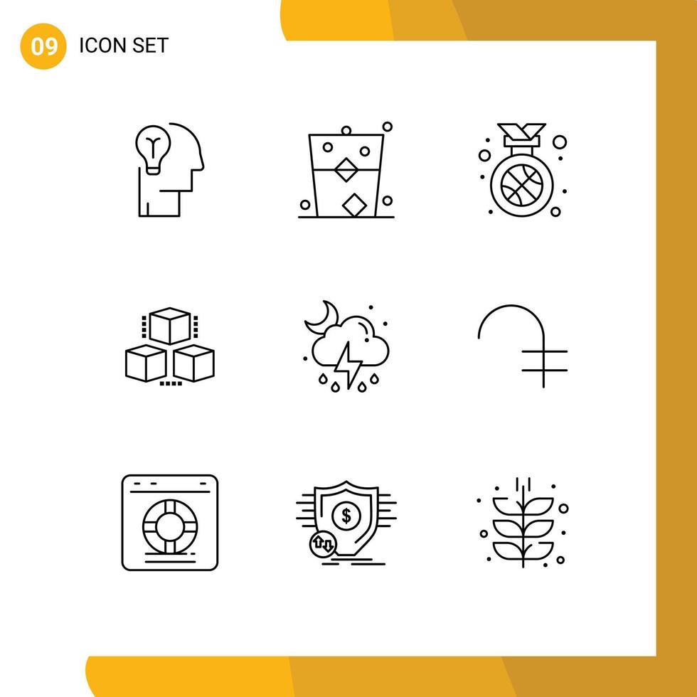 9 Creative Icons Modern Signs and Symbols of shepping delivrey glass box winner Editable Vector Design Elements