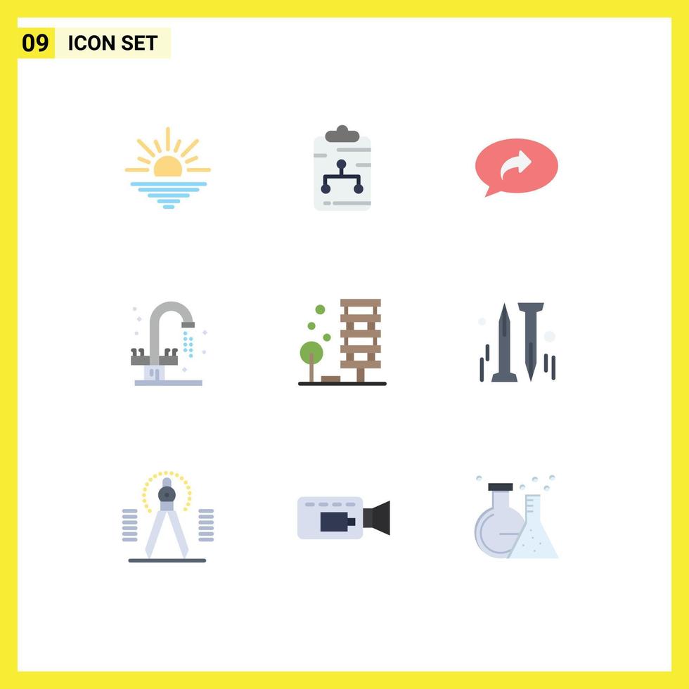 Set of 9 Modern UI Icons Symbols Signs for agriculture plumbing paper faucet right Editable Vector Design Elements