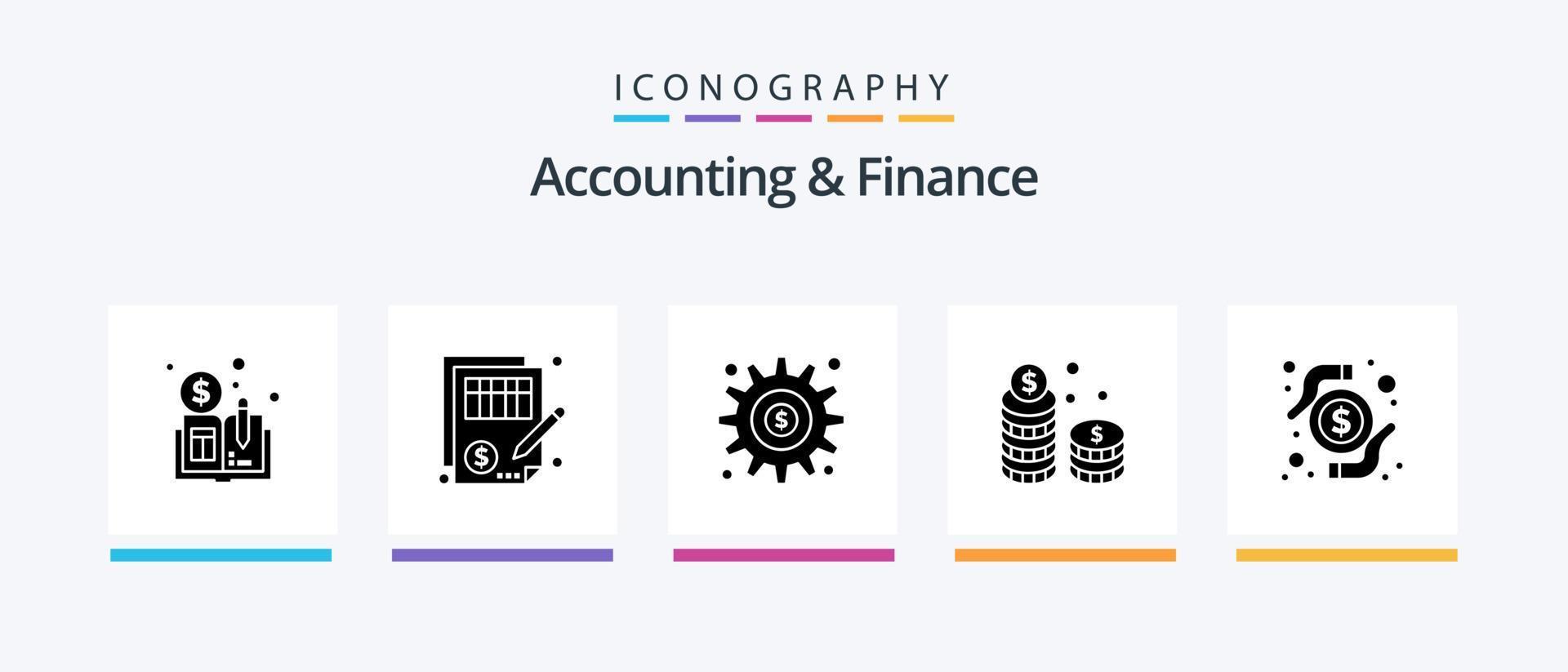 Accounting And Finance Glyph 5 Icon Pack Including investment. stack. dollar. money. options. Creative Icons Design vector