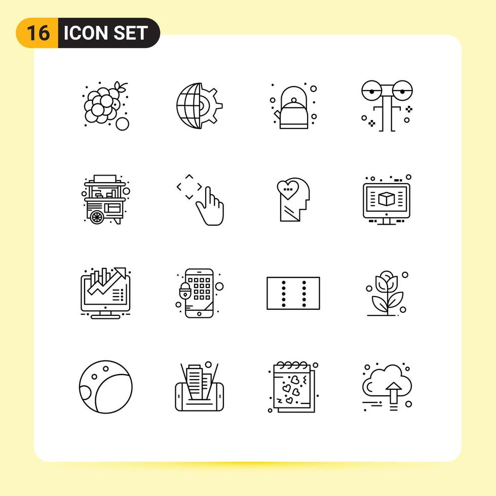 Outline Pack of 16 Universal Symbols of food monster business halloween big Editable Vector Design Elements