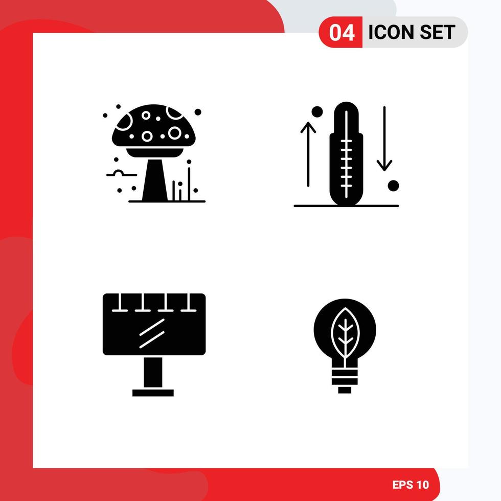 Stock Vector Icon Pack of 4 Line Signs and Symbols for amanita sign board poison fitness slogan Editable Vector Design Elements