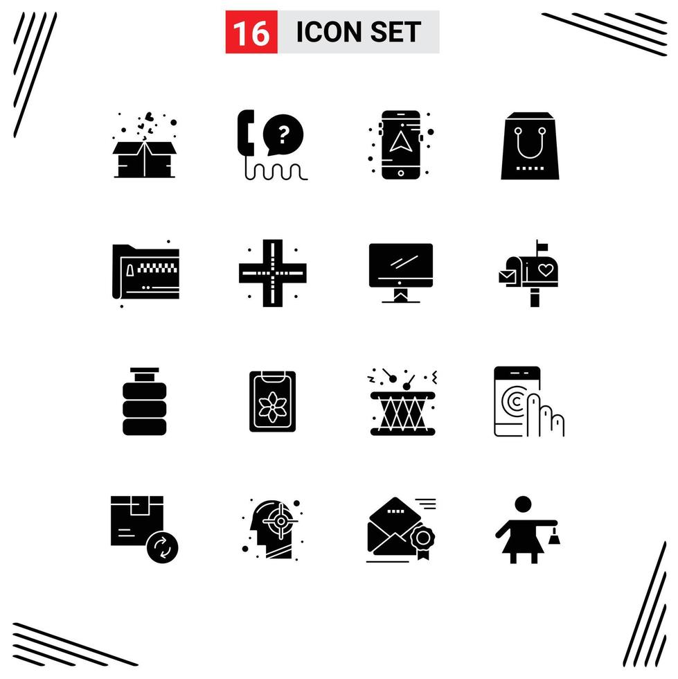 Set of 16 Modern UI Icons Symbols Signs for folder package support e buy Editable Vector Design Elements