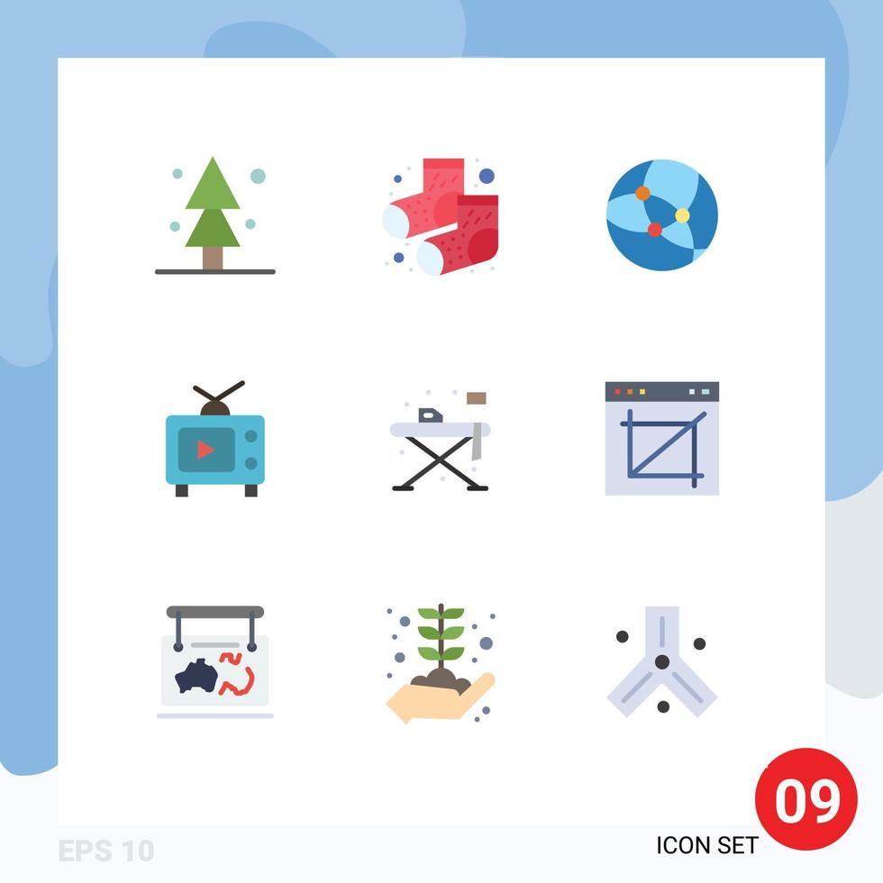 Pack of 9 Modern Flat Colors Signs and Symbols for Web Print Media such as table living network home play Editable Vector Design Elements