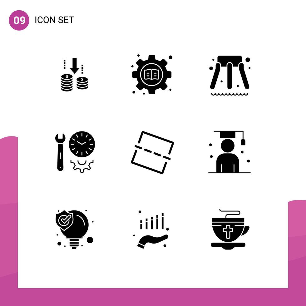 9 Solid Glyph concept for Websites Mobile and Apps photo tools slider settings options Editable Vector Design Elements