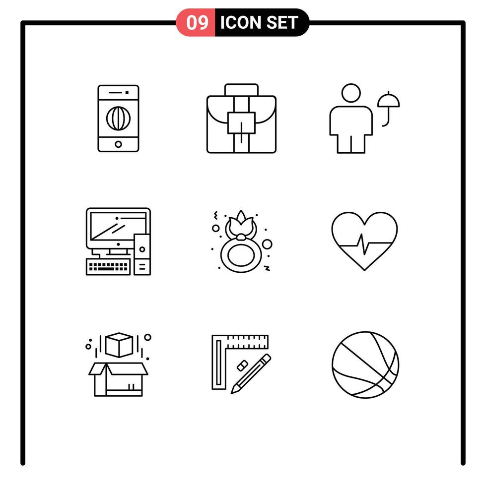 9 Creative Icons Modern Signs and Symbols of eight pc body office computer Editable Vector Design Elements